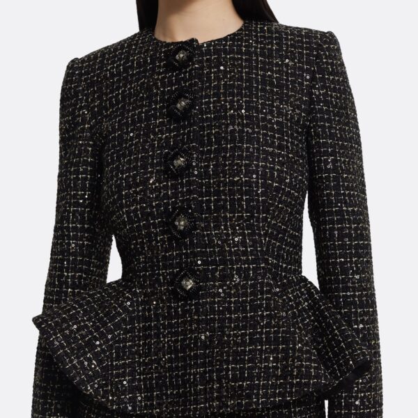 Safiyaa Tomomi Jacket in Black & Gold with Black Pearl, view 5