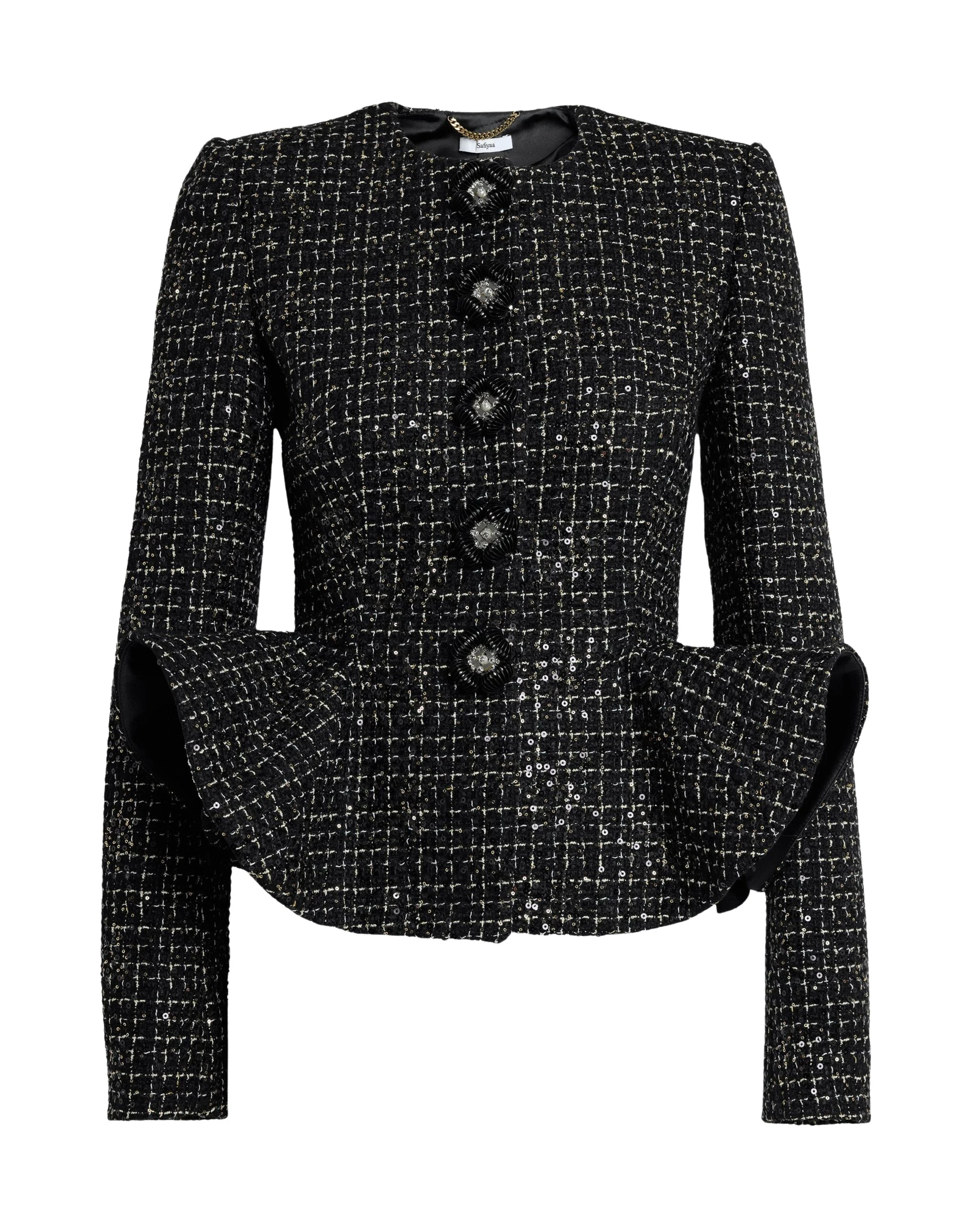 Safiyaa-Tomomi-Jacket-in-Black-Gold-with-Black-Pearl-Coveti-scaled57897_nobg Safiyaa Jackets luxury Clothing from Luxury Handbags Marketplace