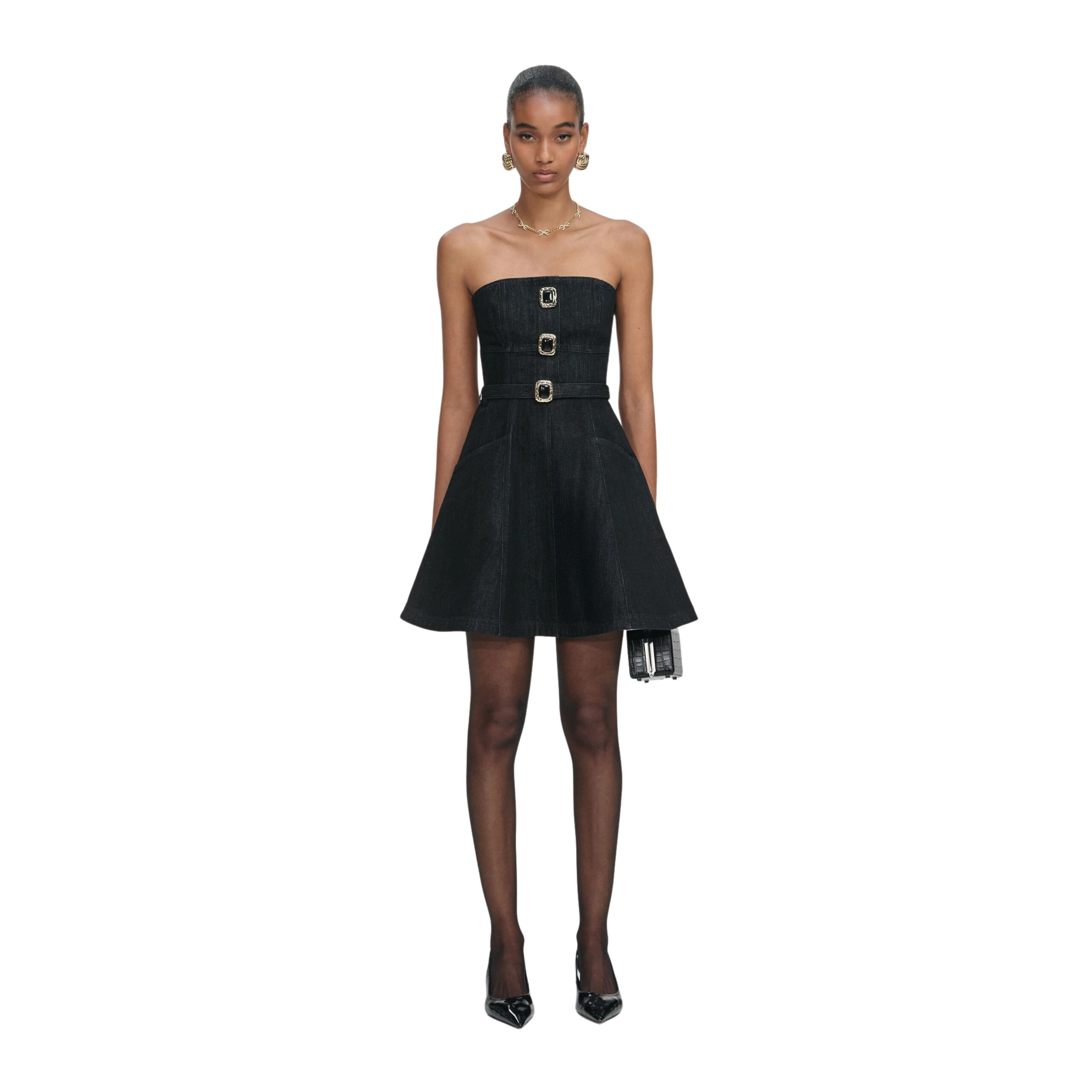 Self-Portrait-Black-Denim-Bandeau-Mini-Dress-2025-coveti-5-scaled27325_nobg Self Portrait Dresses luxury Clothing from Luxury Handbags Marketplace