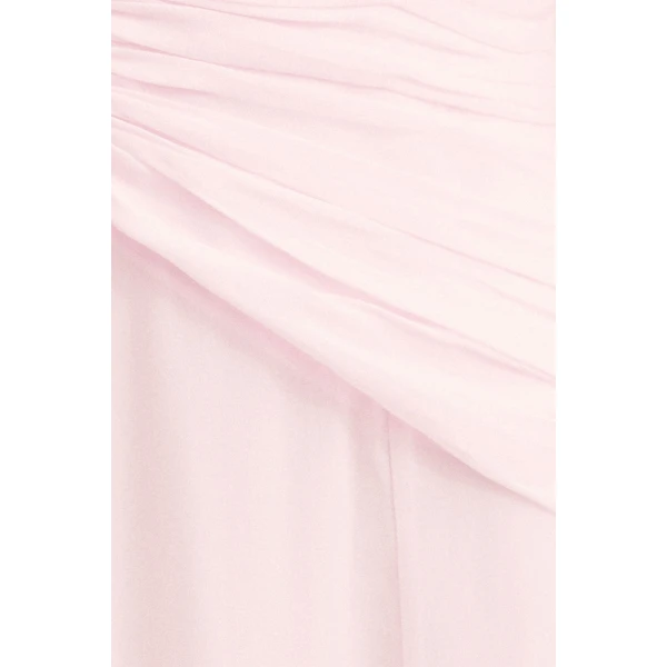 Cut out ruched maxi dress in fairyfloss in a semi-sheer georgette.