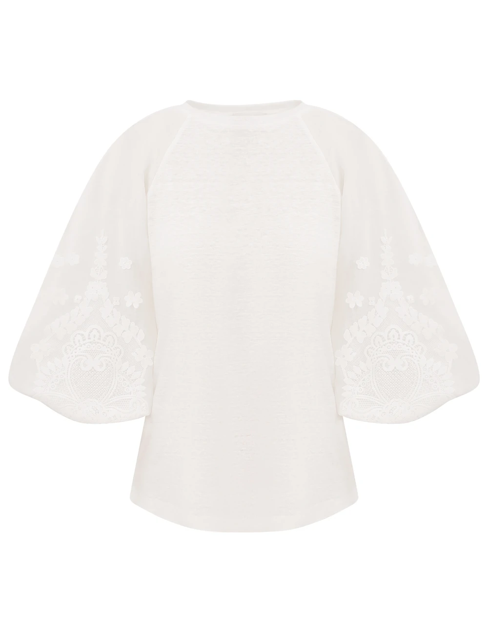 Zimmermann Lace Trim Lantern Sleeve Tee | Ready to Wear 2025 Collection Luxury Shoes Elevate your elegance in this Zimmermann Tops from the 2025 resort wear edit