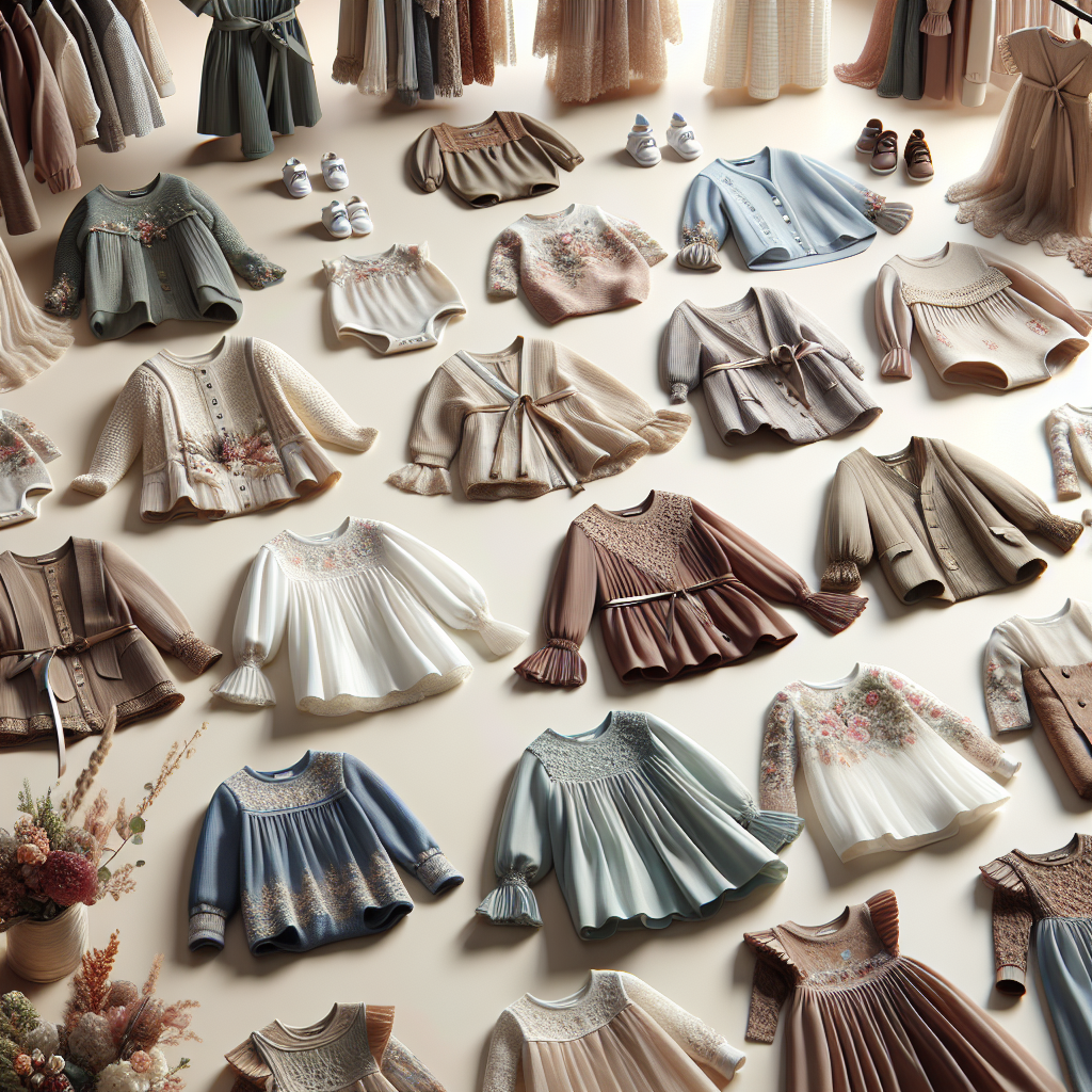 Render an image showcasing a variety of stunning outfits ideal for a baby dedication ceremony. The outfits should convey an effortless style that is both sophisticated yet comfortable for babies. Include a mix of traditional and modern designs suitable for babies of different descents such as Caucasian, Black, Hispanic, Middle-Eastern, South Asian. Display a blend of pastel colors, rich fabrics and intricate patterns as part of the outfits for both genders. Set this assortment against a neutral backdrop to highlight the designs, ensuring different outfits stand out distinctively.