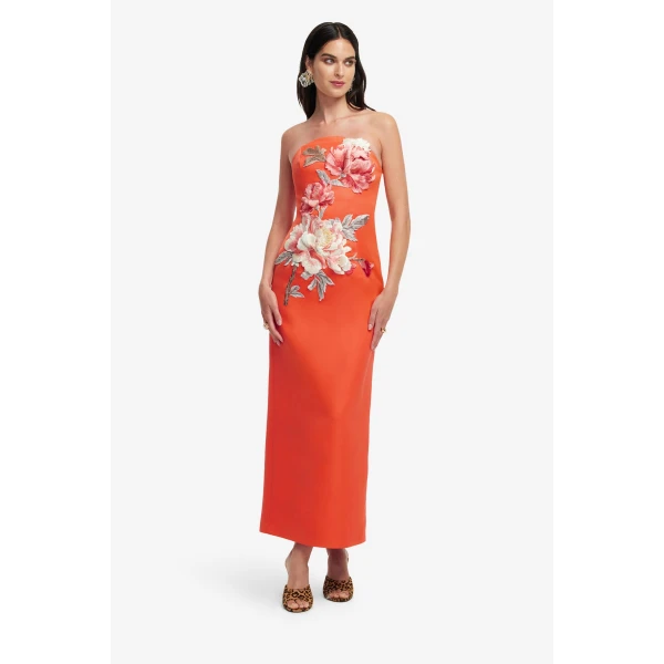 Floral appliqué detailing with hand sewn beading embellishments