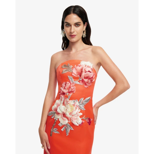 Fully lined - Appliqué Floral Bustier Maxi Dress from Luxury Shoes 