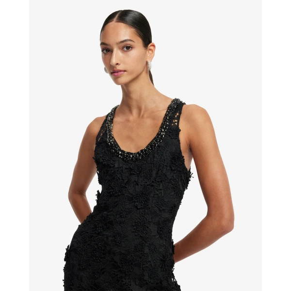 Leo Lin Black Dresses Premium lace maxi dress