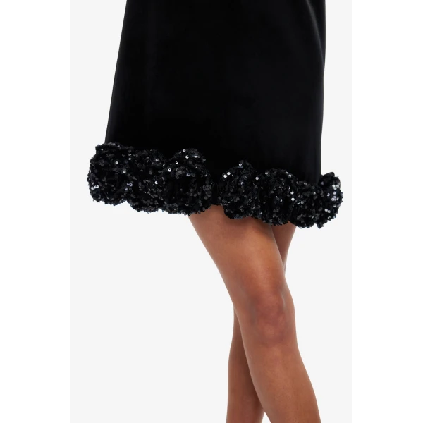 Fully lined - Velvet Embellished Mini Dress from Luxury Shoes 