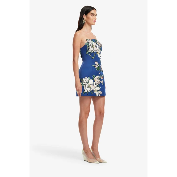 Premium strapless appliqué mini dress