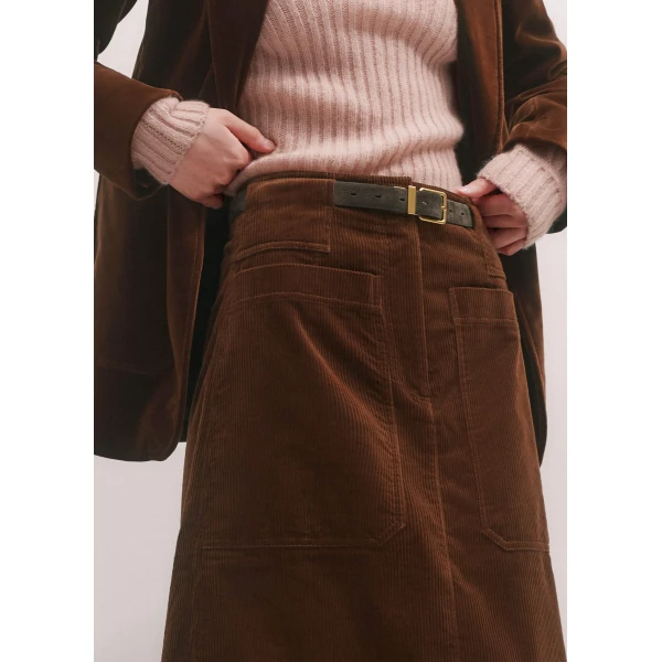 Me and Em A-Line Midi Skirt – luxury British Brown in Me and Em exclusively at Luxury Shoes 