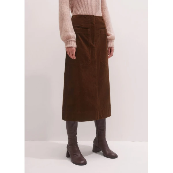 Me + Em A-Line Midi Skirt – luxury British Brown in Me and Em exclusively at Luxury Shoes 
