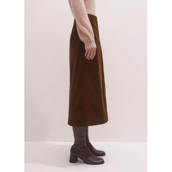 Me + Em A-Line Midi Skirt – luxury British Brown in Me and Em exclusively at Luxury Shoes 