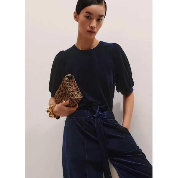Me + Em AM-PM Fluid Tee – luxury British Blue in Me and Em exclusively at Luxury Shoes 