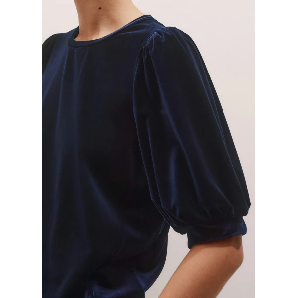 Me + Em AM-PM Fluid Tee – luxury British Blue in Me and Em exclusively at Luxury Shoes 