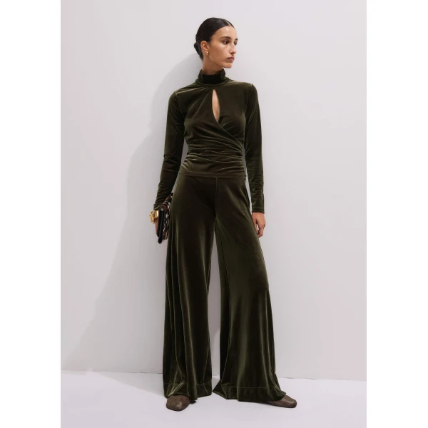 Me + Em AM-PM Palazzo Pant – luxury British Green in Me and Em exclusively at Luxury Shoes 