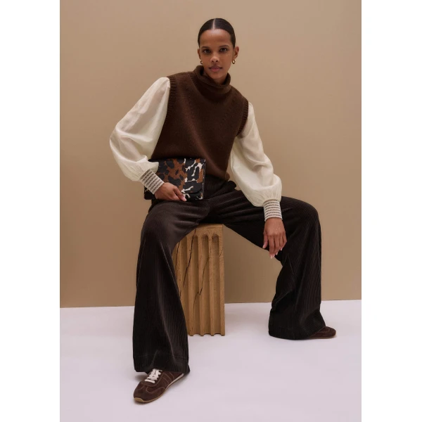 Me and Em AM-PM Palazzo Pant – luxury British Brown in Me and Em exclusively at Luxury Shoes 