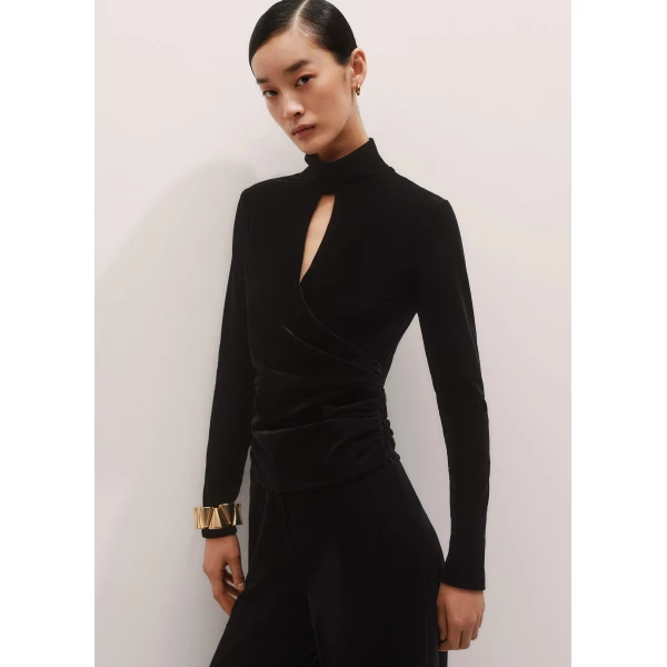 Me + Em AM-PM Ruched Top – luxury British Black in Me and Em exclusively at Luxury Shoes 