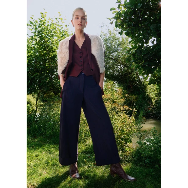 Me + Em Barrel-Leg Trouser – luxury British Blue in Me and Em exclusively at Luxury Shoes 