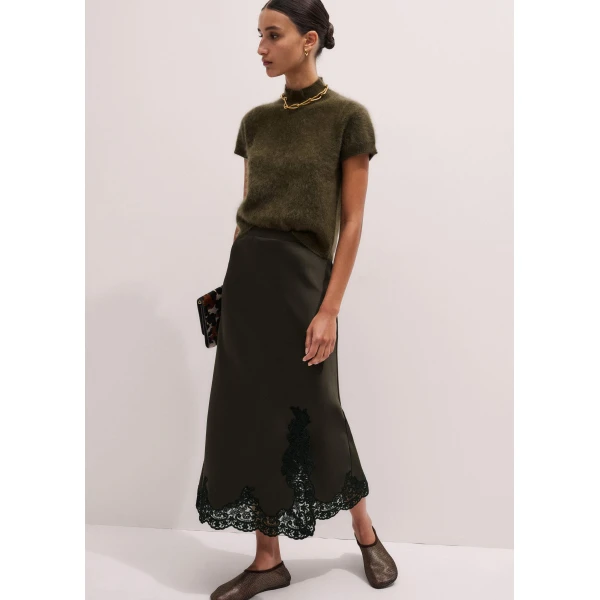 Me + Em Bias-Cut Maxi Skirt – luxury British Green in Me and Em exclusively at Luxury Shoes 