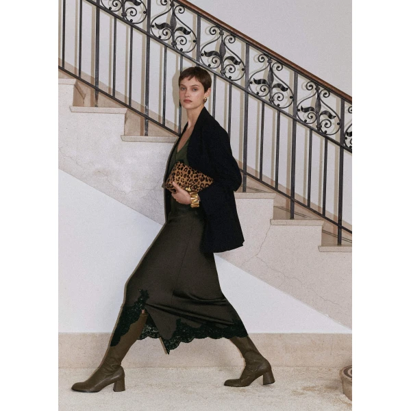 Me and Em Bias-Cut Maxi Skirt – luxury British Green in Me and Em exclusively at Luxury Shoes 