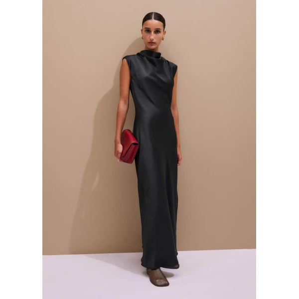 Me and Em Black Tie Maxi Dress – luxury British Black in Me and Em exclusively at Luxury Shoes 