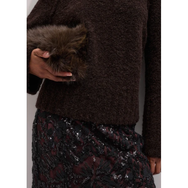 Me + Em Bouclé Sweater – luxury British Brown in Me and Em exclusively at Luxury Shoes 
