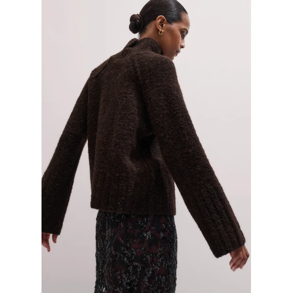 Me + Em Bouclé Sweater – luxury British Brown in Me and Em exclusively at Luxury Shoes 