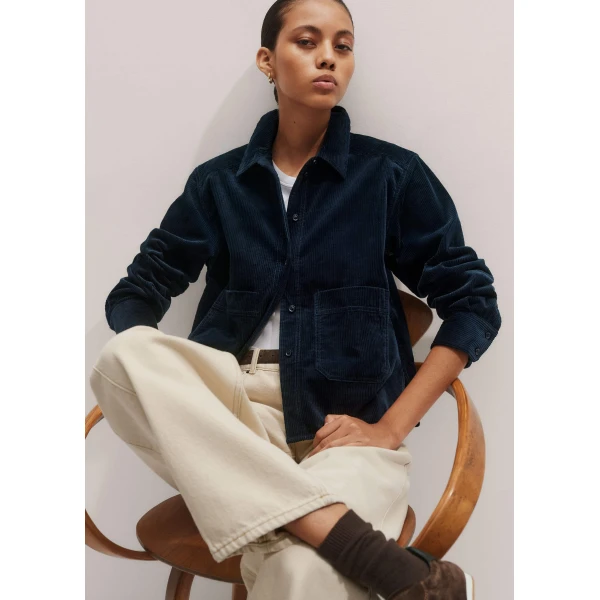Me + Em Boxy Shacket – luxury British Blue in Me and Em exclusively at Luxury Shoes 
