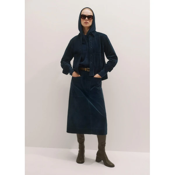 Me + Em Cashmere Drop Shoulder Box Crop Hoody – luxury British Blue in Me and Em exclusively at Luxury Shoes 