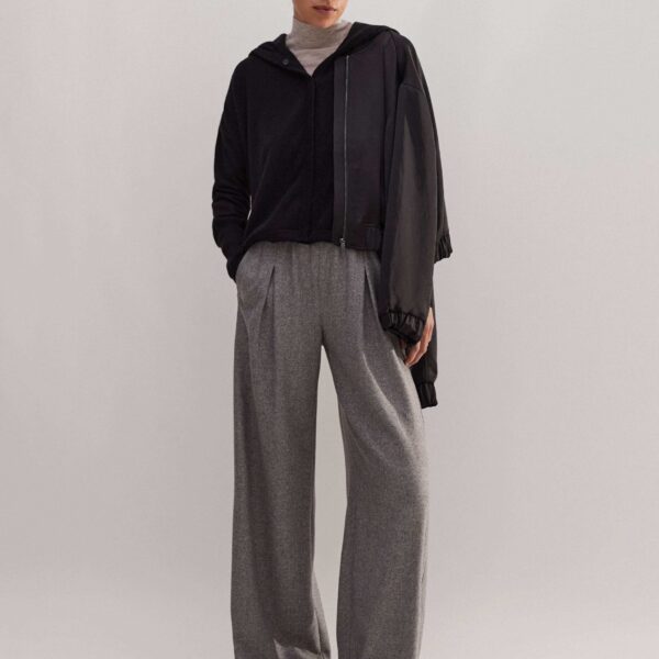 Me and Em Cashmere Drop Shoulder Box Crop Hoody Knit, view 2