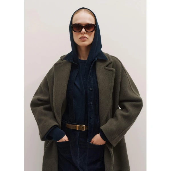 Me + Em Cashmere Drop Shoulder Box Crop Hoody – luxury British Blue in Me and Em exclusively at Luxury Shoes 