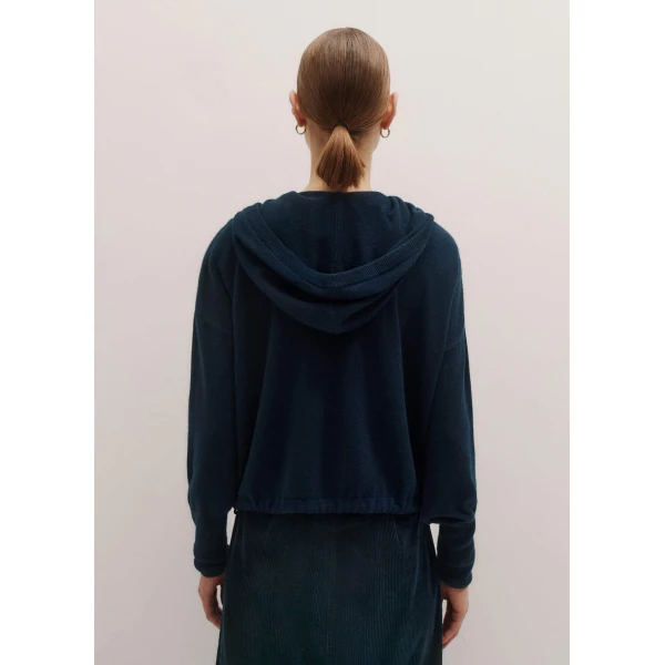 Me and Em Cashmere Drop Shoulder Box Crop Hoody – luxury British Blue in Me and Em exclusively at Luxury Shoes 
