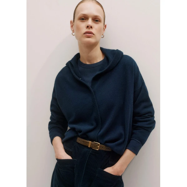 Me and Em Cashmere Drop Shoulder Box Crop Hoody – luxury British Blue in Me and Em exclusively at Luxury Shoes 