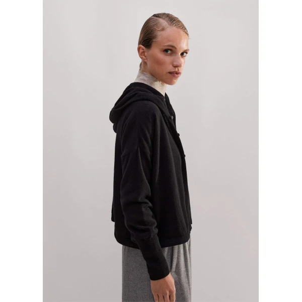Me + Em Cashmere Drop Shoulder Box Crop Hoody – luxury British Black in Me and Em exclusively at Luxury Shoes 
