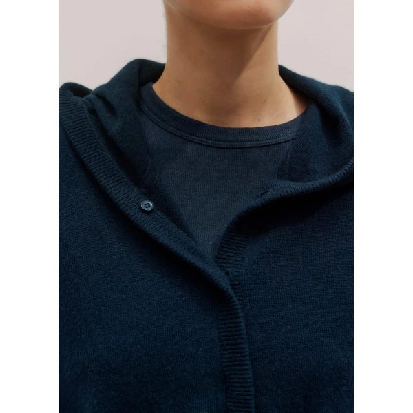 Me + Em Cashmere Drop Shoulder Box Crop Hoody – luxury British Blue in Me and Em exclusively at Luxury Shoes 