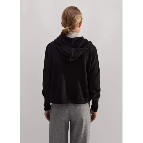 Me and Em Cashmere Drop Shoulder Box Crop Hoody – luxury British Black in Me and Em exclusively at Luxury Shoes 