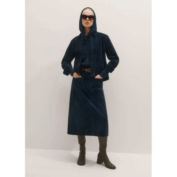 Me + Em Cashmere Drop Shoulder Box Crop Hoody – luxury British Blue in Me and Em exclusively at Luxury Shoes 