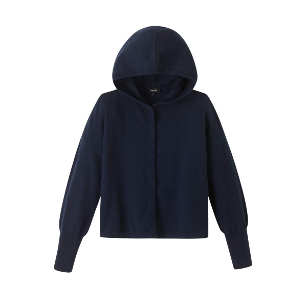 Me and Em Cashmere Drop Shoulder Box Crop Hoody – luxury British Blue in Me and Em exclusively at Luxury Shoes 