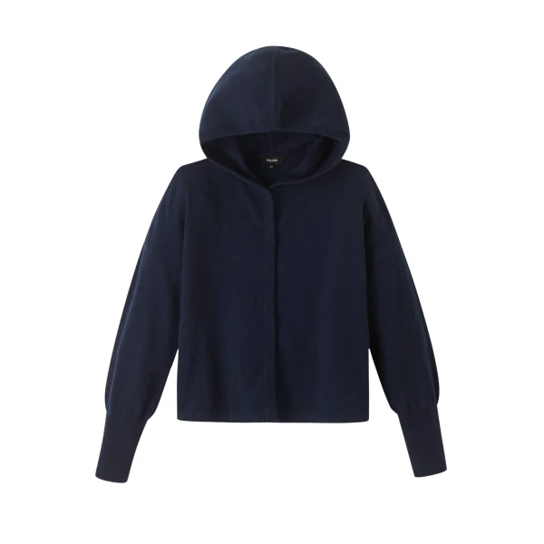 Me and Em Cashmere Drop Shoulder Box Crop Hoody – luxury British Blue in Me and Em exclusively at Luxury Shoes 