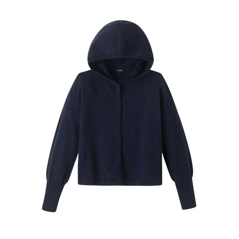 Me and Em Cashmere Drop Shoulder Box Crop Hoody – luxury British Blue in Me and Em exclusively at Luxury Shoes 