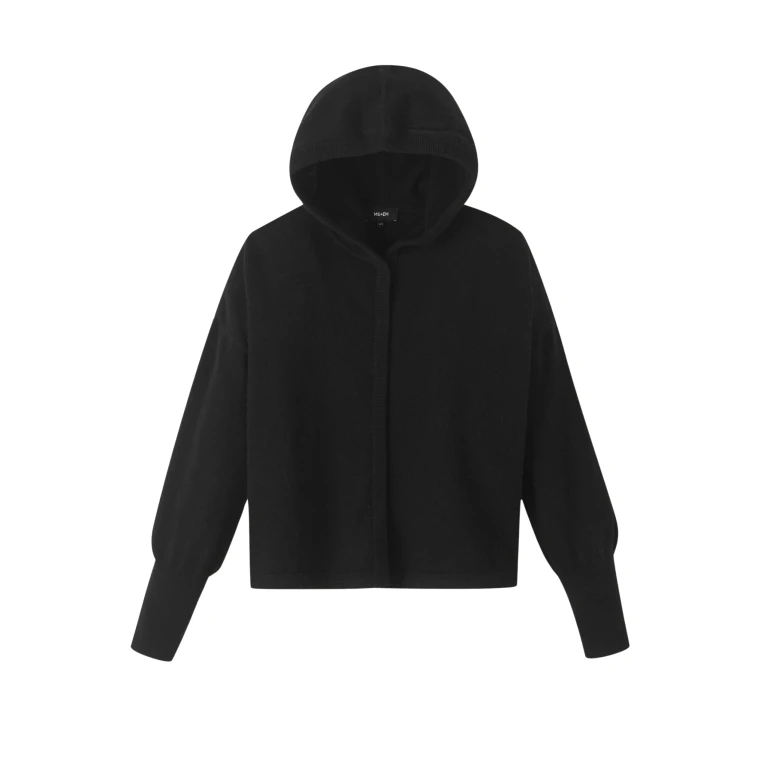 Me and Em Cashmere Drop Shoulder Box Crop Hoody – luxury British Black in Me and Em exclusively at Luxury Shoes 