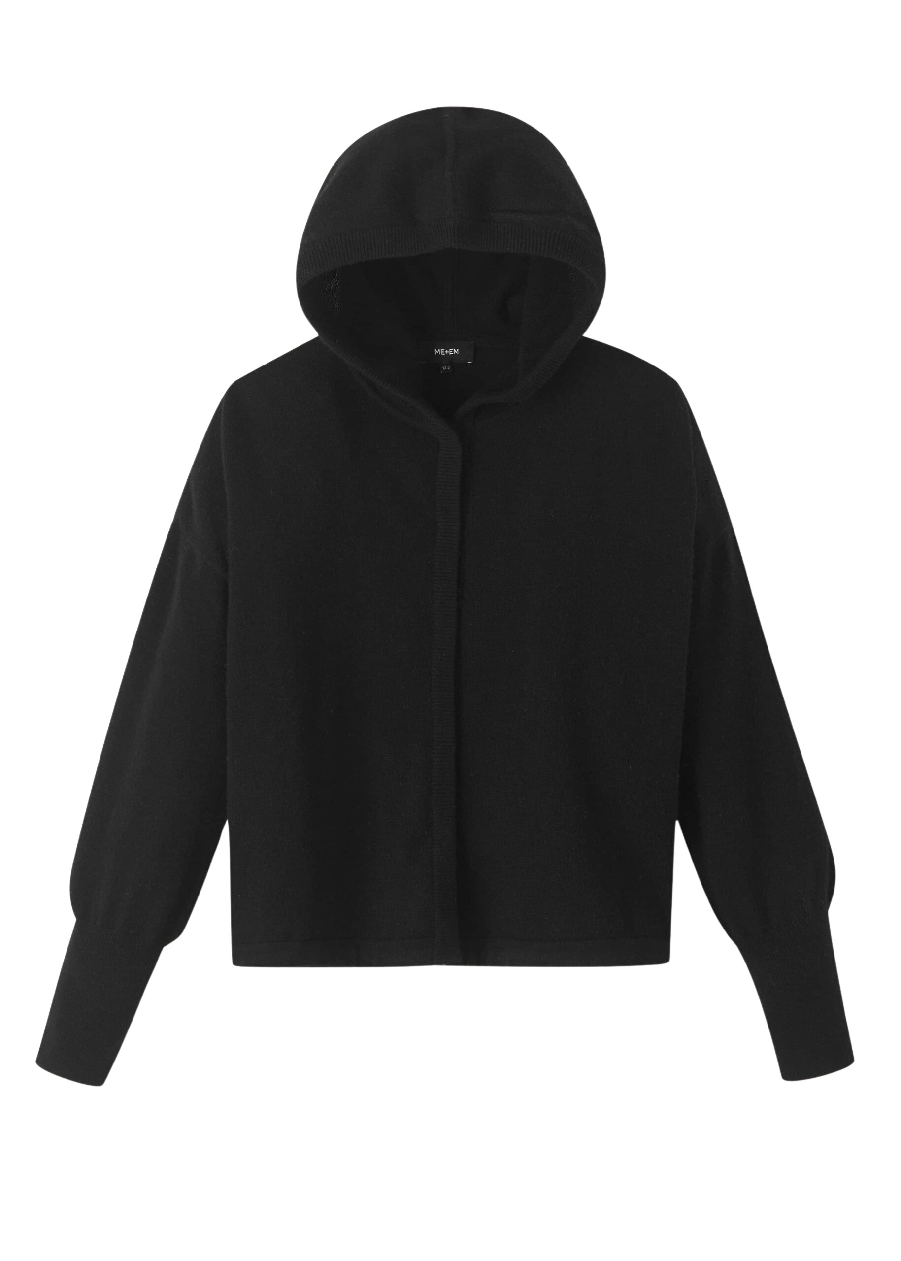 Me and Em Cashmere Drop Shoulder Box Crop Hoody – luxury British Black in Me and Em exclusively at Luxury Shoes 