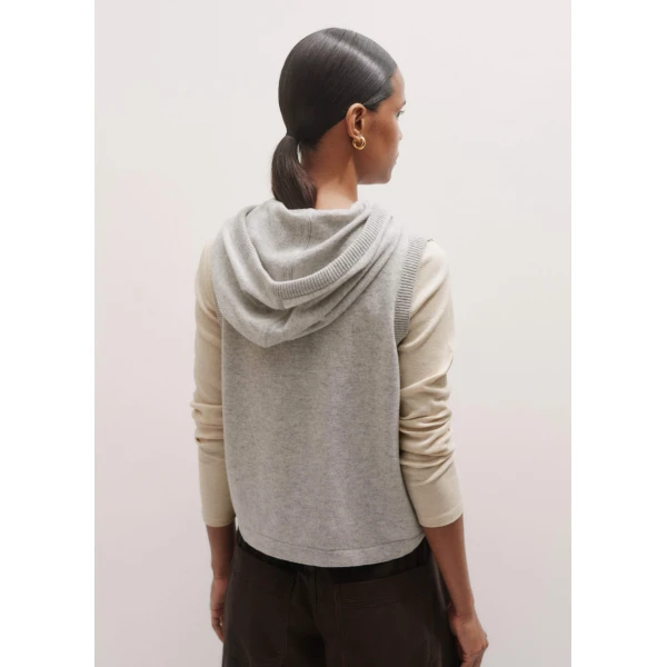 Me + Em Cashmere Sleeveless Relaxed Zip Hoody – luxury British Grey in Me and Em exclusively at Luxury Shoes 