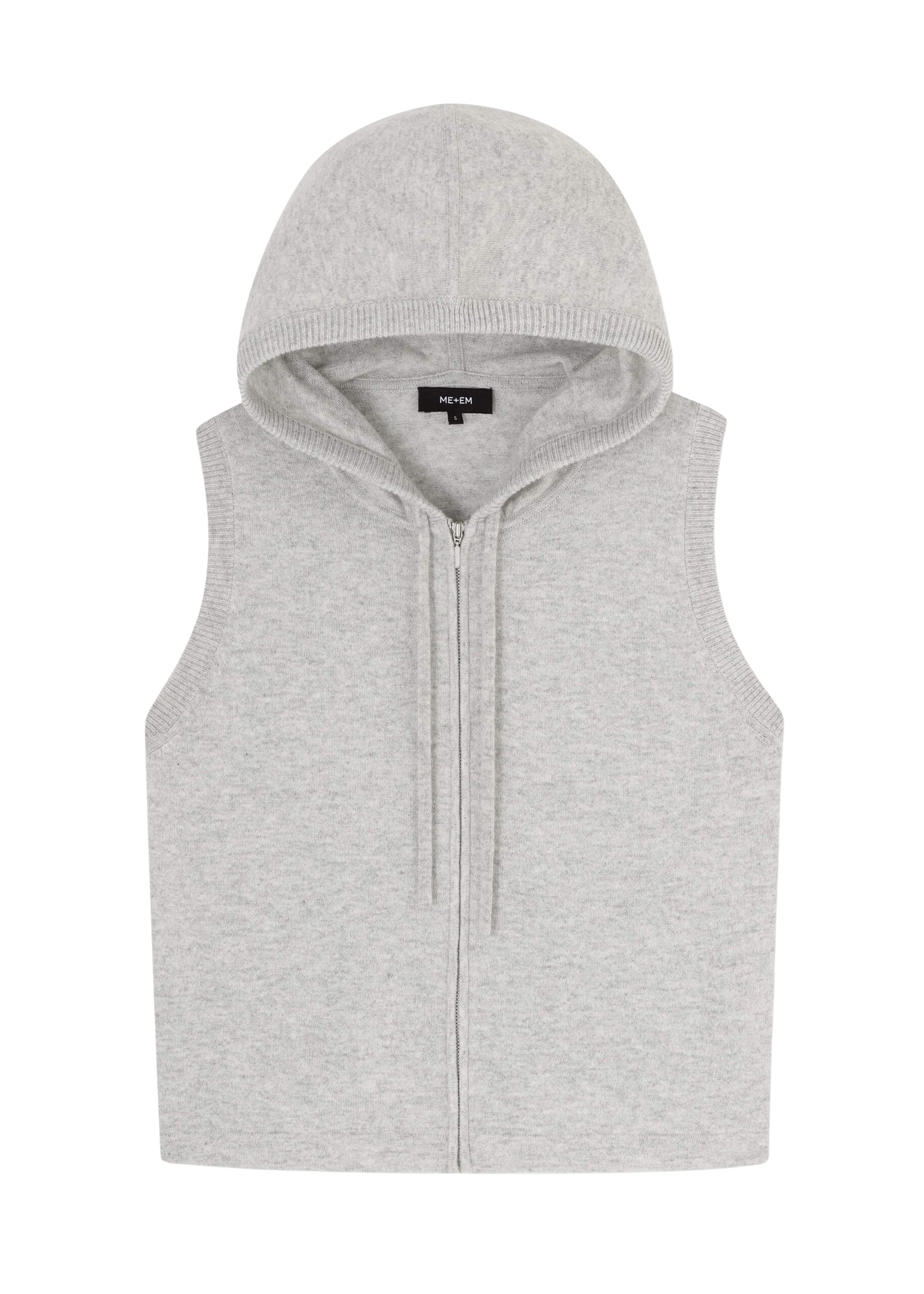 Me and Em Cashmere Sleeveless Relaxed Zip Hoody Top