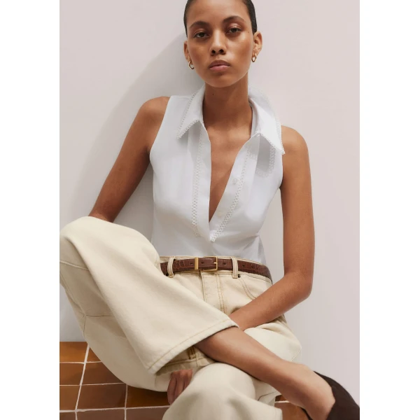 Me + Em Collared Layering Tank – luxury British White in Me and Em exclusively at Luxury Shoes 
