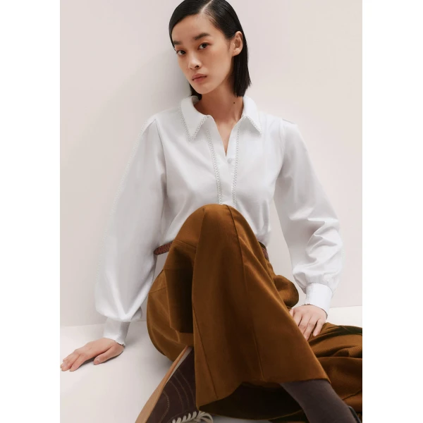 Me + Em Collared Layering Top – luxury British White in Me and Em exclusively at Luxury Shoes 