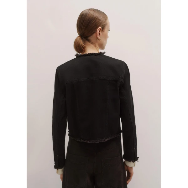 Me and Em Collarless Fray Jacket – luxury British Brown in Me and Em exclusively at Luxury Shoes 