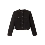 Me and Em Collarless Fray Jacket – luxury British Black in Me and Em exclusively at Luxury Shoes 