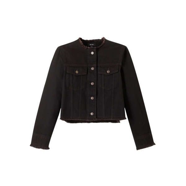 Me and Em Collarless Fray Jacket – luxury British Black in Me and Em exclusively at Luxury Shoes 