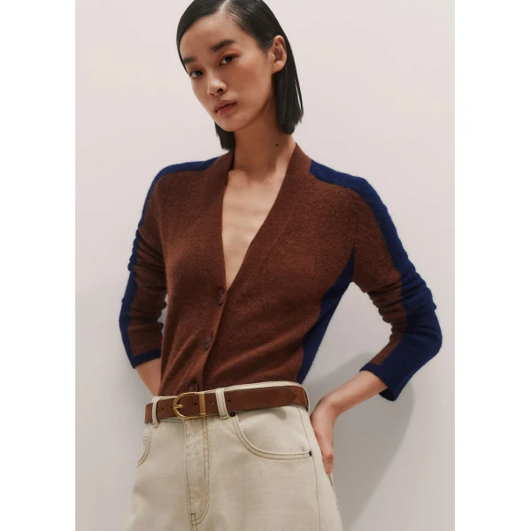 Me and Em Contrast Cardigan – luxury British Brown in Me and Em exclusively at Luxury Shoes 
