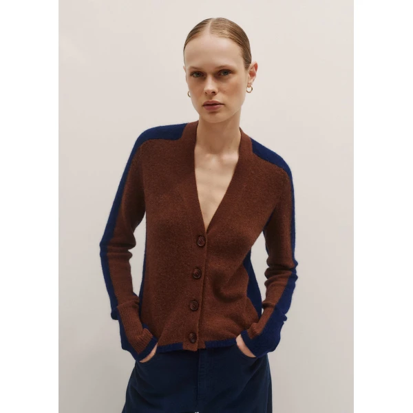 Me + Em Contrast Cardigan – luxury British Brown in Me and Em exclusively at Luxury Shoes 