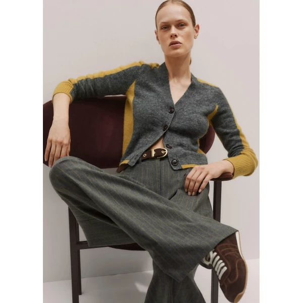 Me + Em Contrast Cardigan – luxury British Grey in Me and Em exclusively at Luxury Shoes 